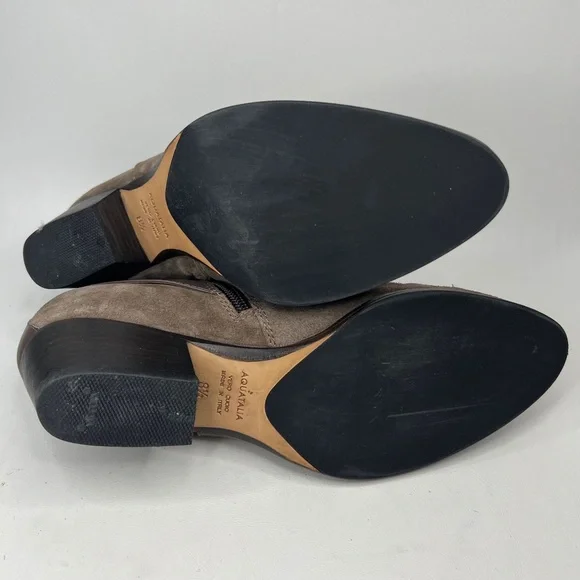 AQUATALIA Made in Italy 🇮🇹 LEATHER Farin Brushed Oil Suede Taupe Booties 8.5M